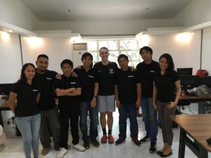 Kody with his virtual team at their office in Dumaguete. 